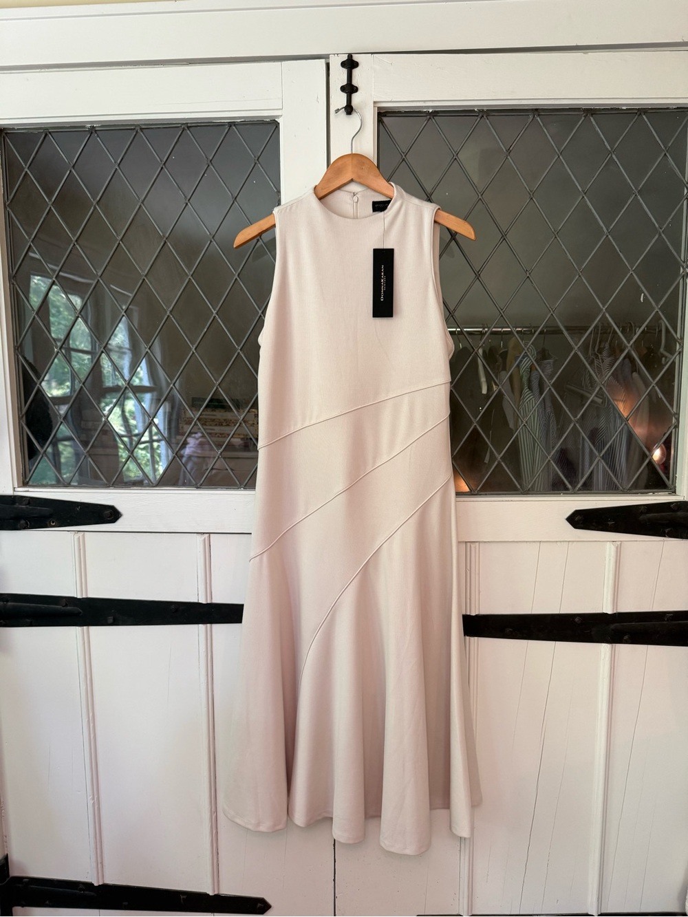 NWT Donna Karan Ivory Sleeveless A-Line Midi Dress